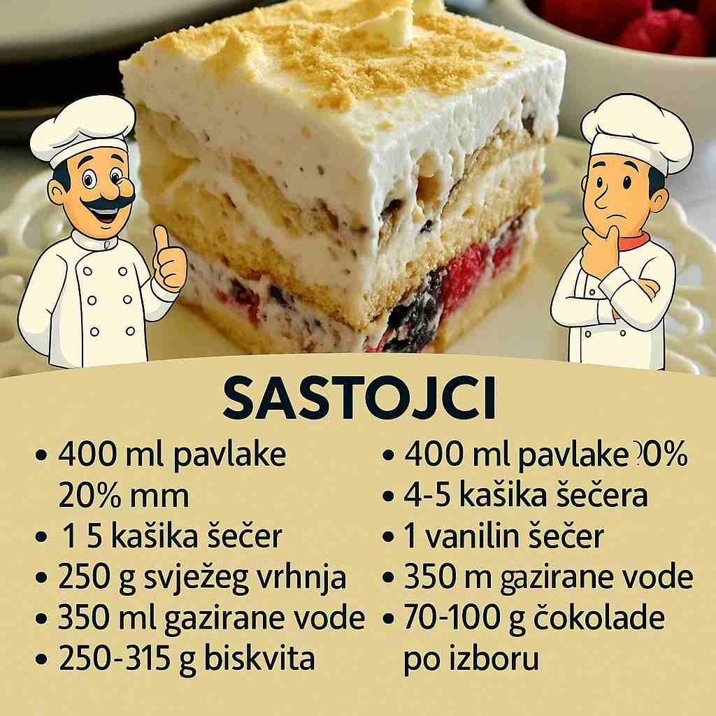 Voćni kolač sa piškotama – Ne peče se, a spreman za 15 minuta!