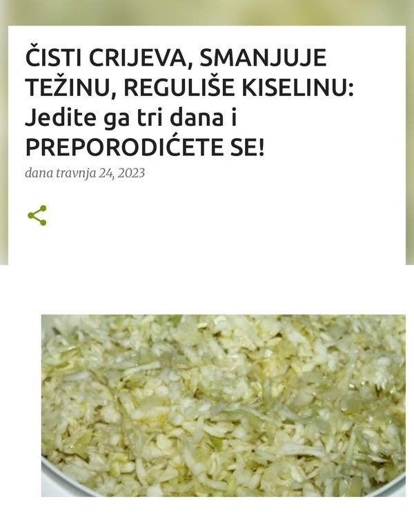 ČISTI CRIJEVA, SMANJUJE TEŽINU, REGULIŠE KISELINU: Jedite ga tri dana i PREPORODIĆETE SE!