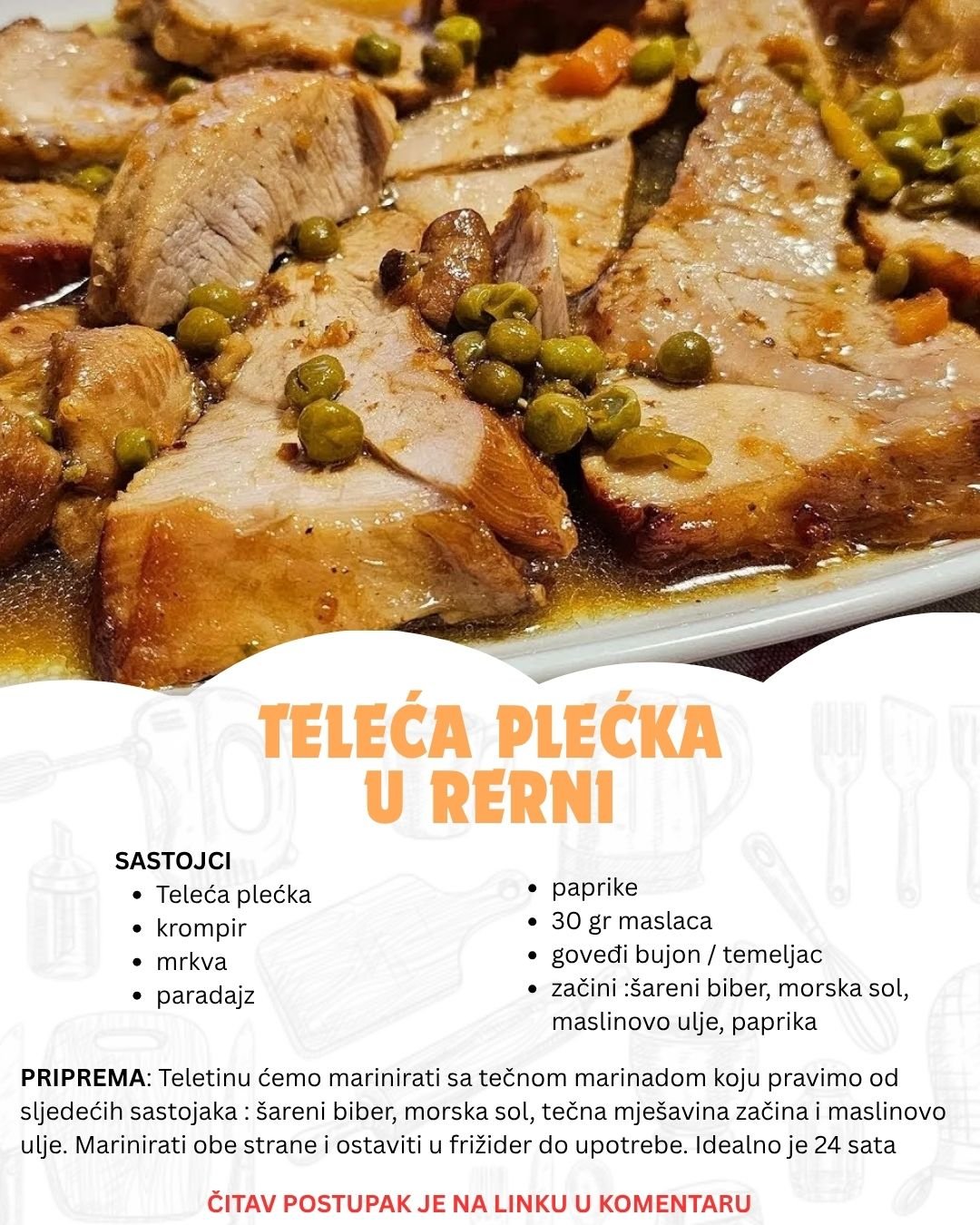 Teleća plećka pečena u rerni – Sočno i ukusno meso u saftu.