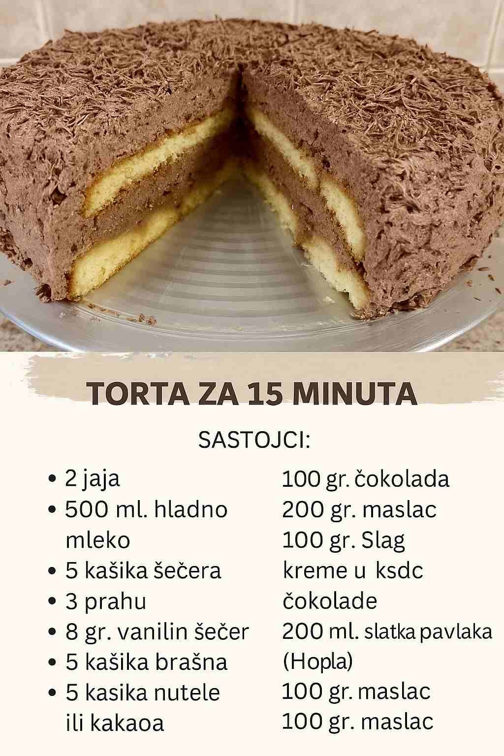 NAJUKUSNIJA I NAJLJEPŠA TORTA ZA SAMO 15 MINUTA: Ova se ni ne peče, a teško da može ukusnije…