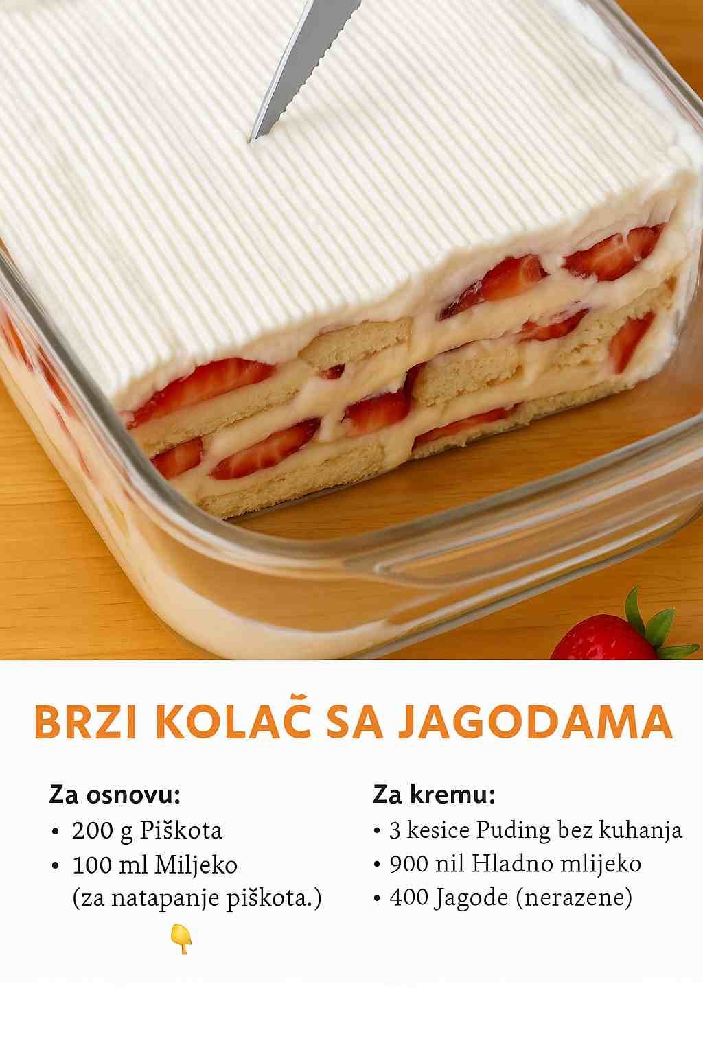 Kolač sa jagodama – Osvježavajući voćni desert bez pečenja!