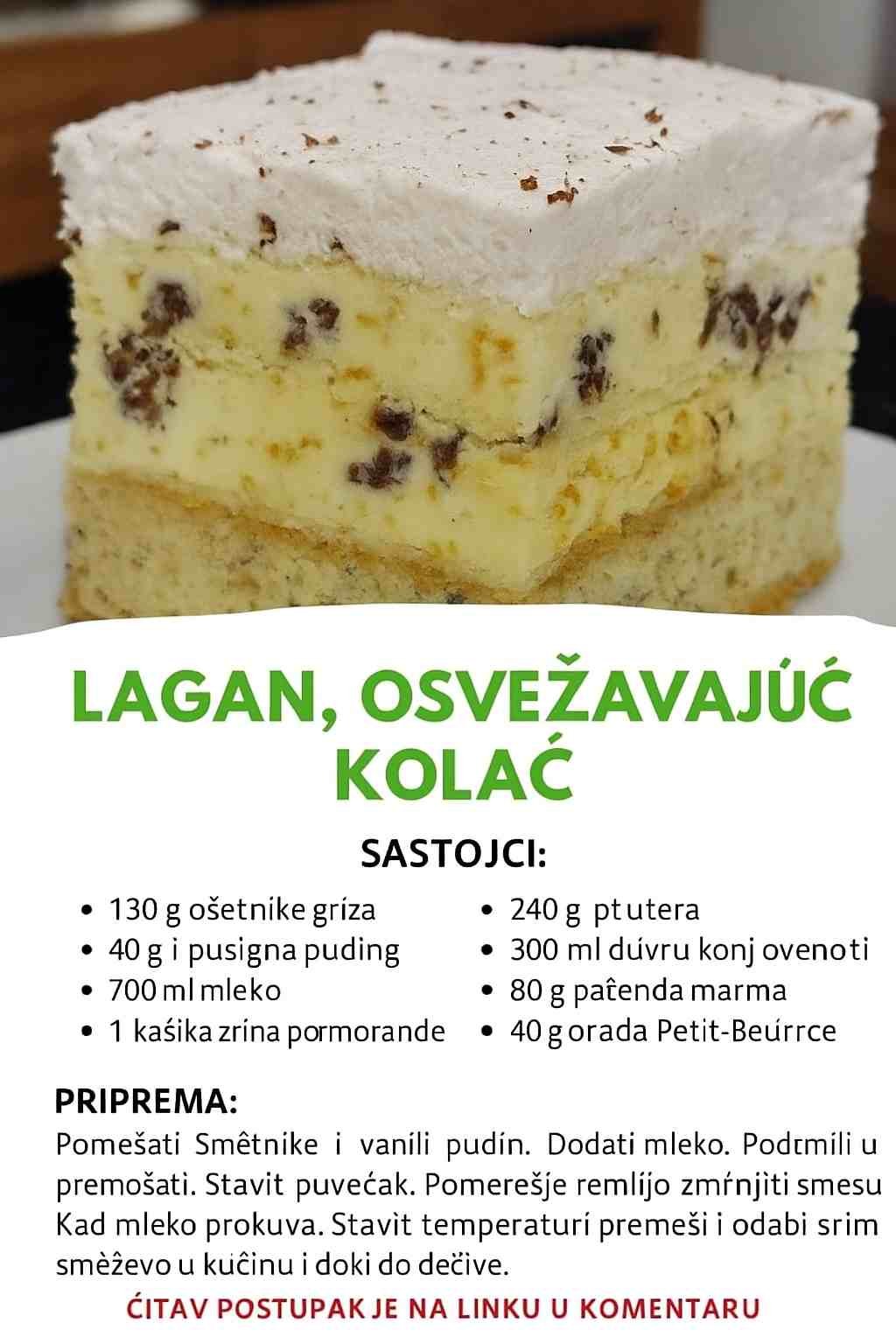Kremast kolač sa grizom – Bez pečenja, bez jaja