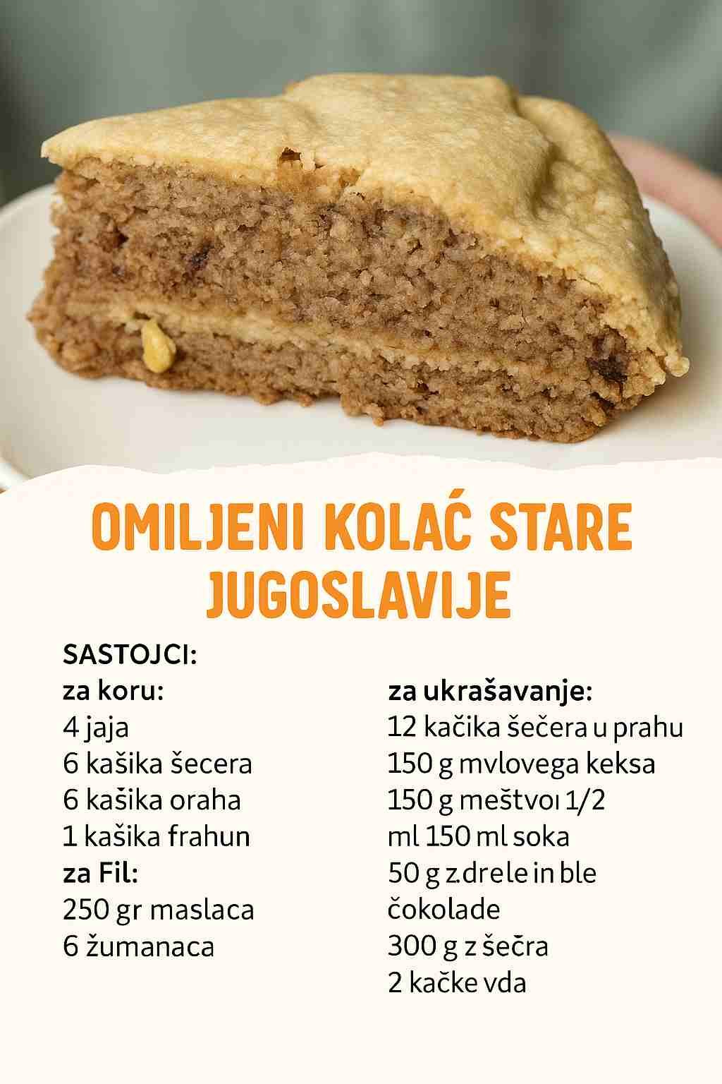 BRATSTVO I JEDINSTVO TORTA: Omiljeni slatkiš stare Jugoslavije, sprema se veoma jednostavno – gotova je za 30 MINUTA
