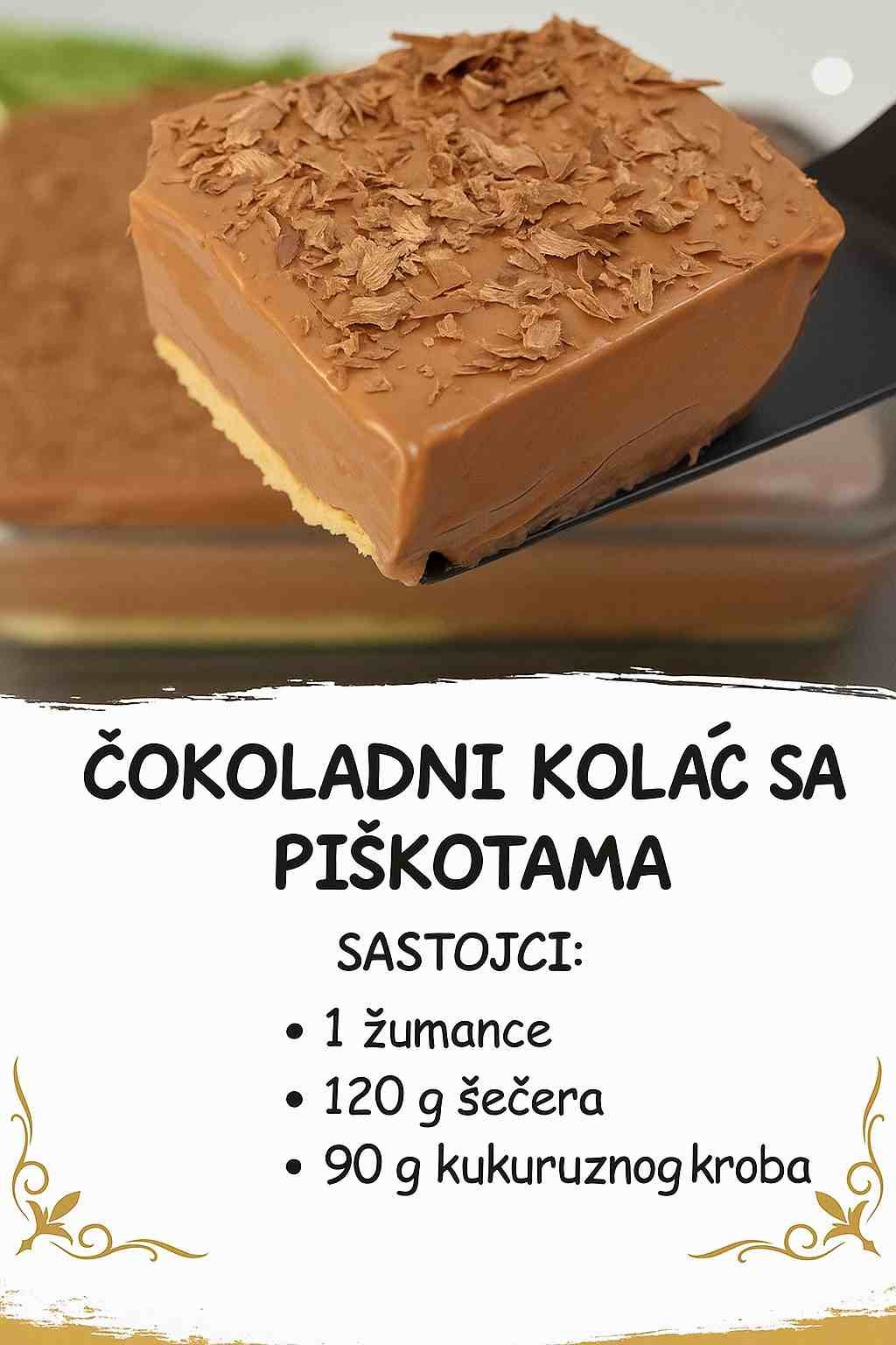 ČOKOLADNI KOLAČ SA PIŠKOTAMA: Brza i kremasta poslastica