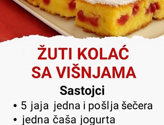 PRAVI STARINSKI ŽUTI KOLAČ S VIŠNJAMA GOTOV ZA 30 MINUTA