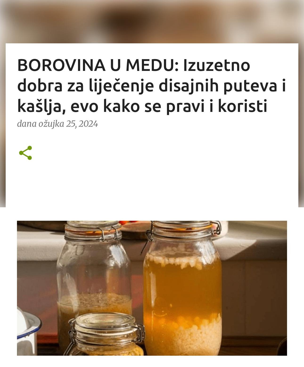 BOROVINA U MEDU: Izuzetno dobra za liječenje disajnih puteva i kašlja, evo kako se pravi i koristi