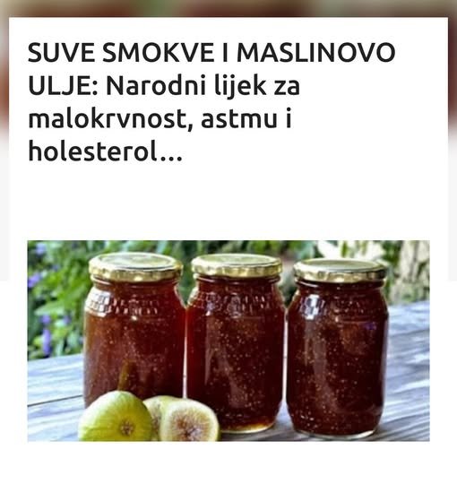 SUVE SMOKVE I MASLINOVO ULJE: Narodni lijek za malokrvnost, astmu i holesterol…