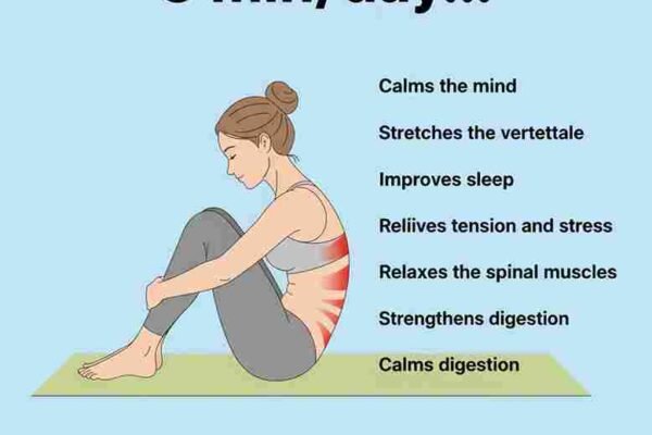 Ova poza je savršena za istezanje leđa, smanjenje stresa i ponovnu uspostavu unutrašnje ravnoteže 🌿🧘♀️